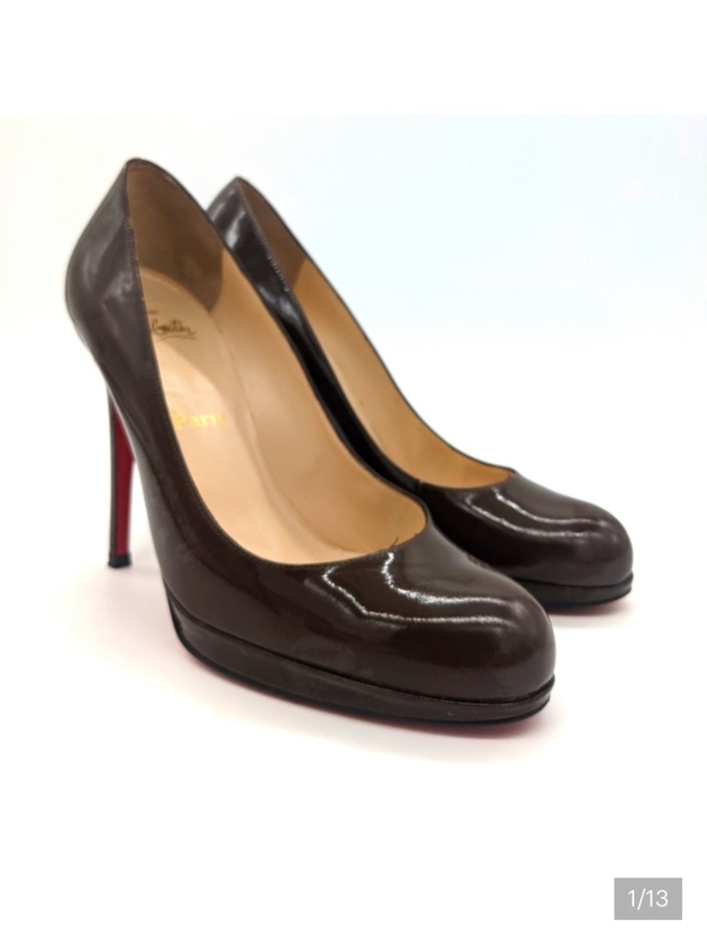 Christian Louboutin Patent Leather Platform Pumps with Red Soles Authentic